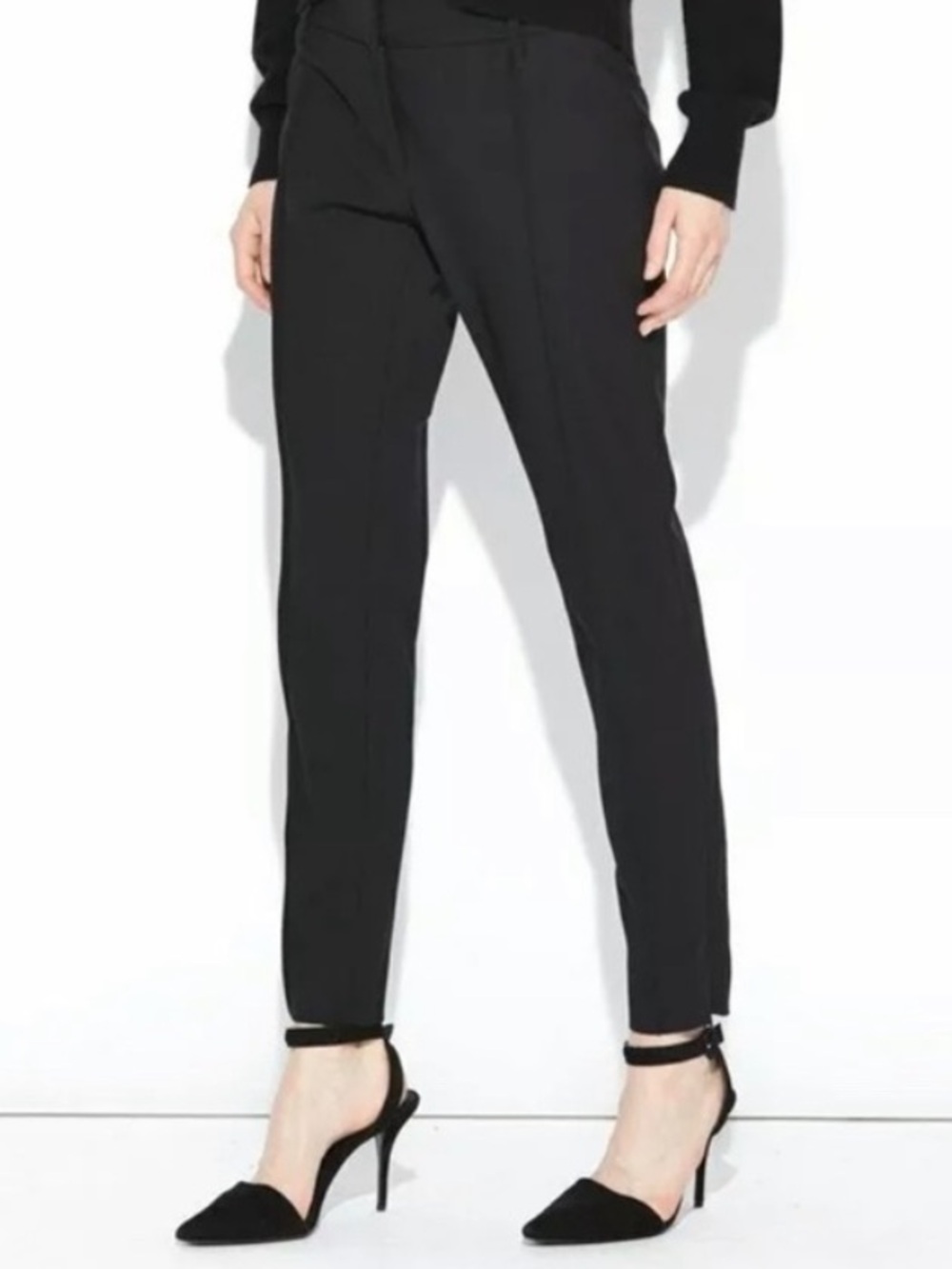 Nili Lotan Black Women's Virgin Wool Pants with Zip Ankle sz 2 - Picture 2 of 8